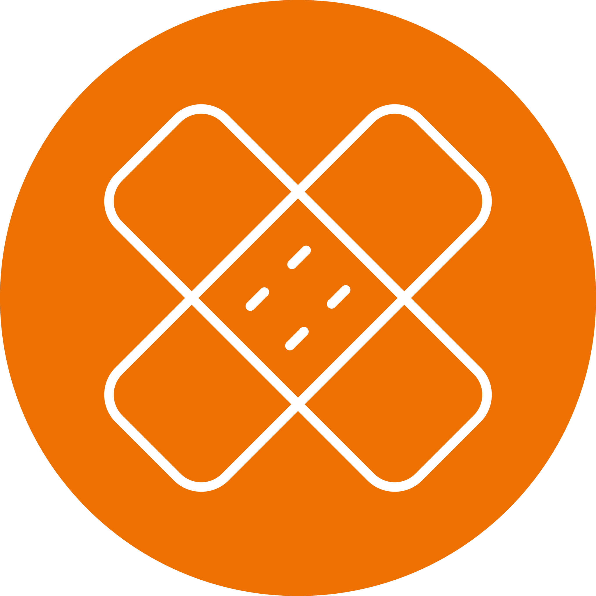 drawing of a bandage inside of an orange circle