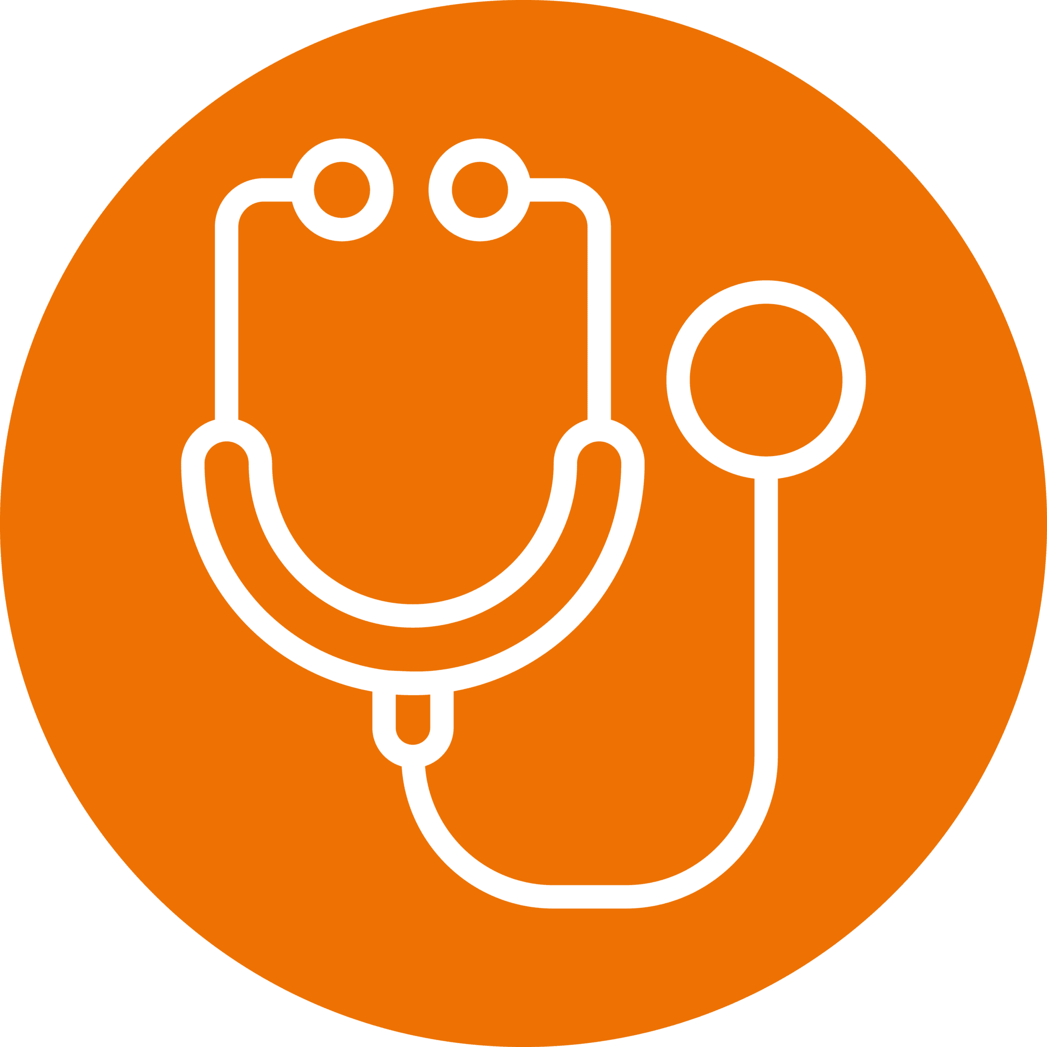 drawing of a stethoscope inside of an orange circle
