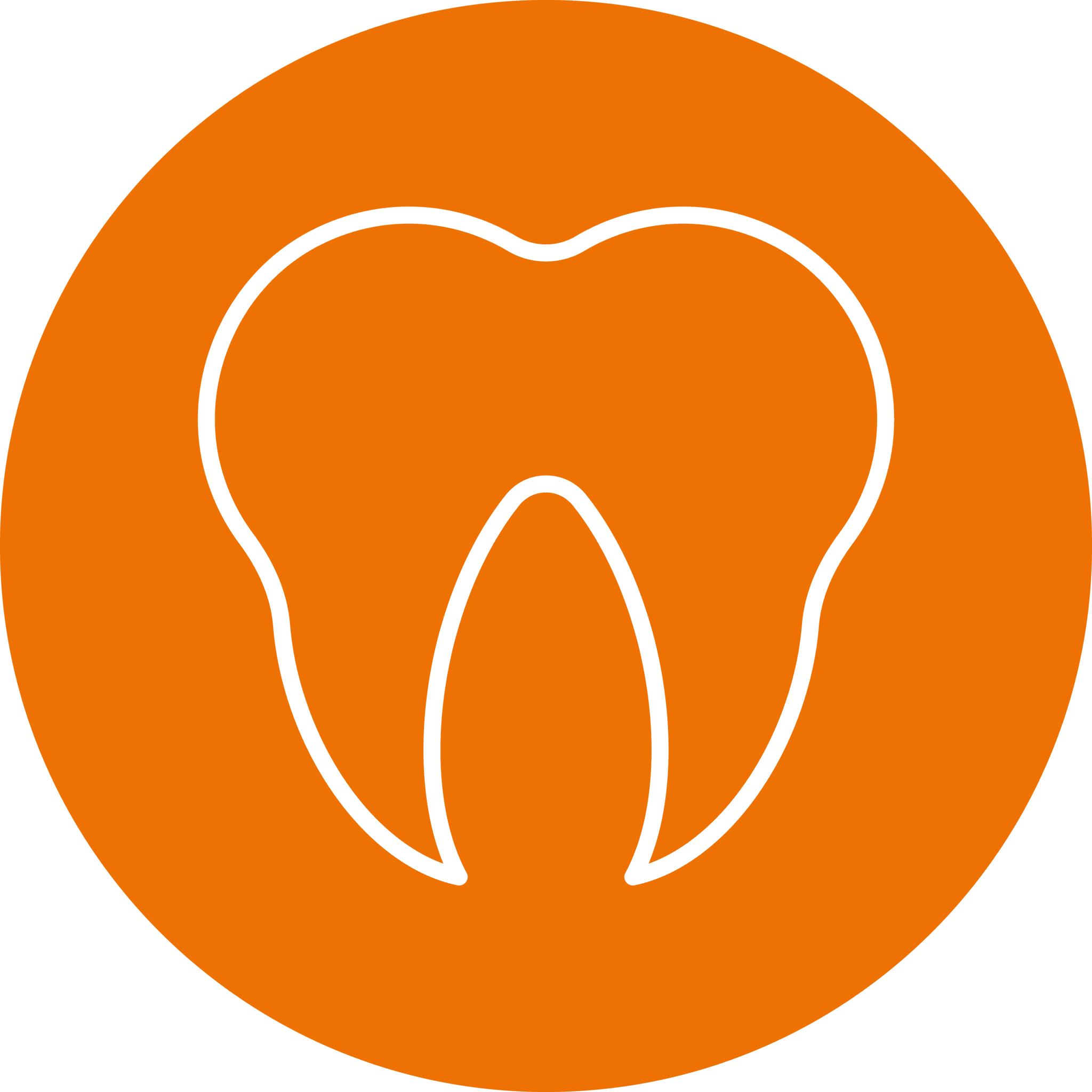 drawing of a tooth inside of an orange circle